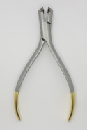 Orthodontic forceps for cutting and holding wire.