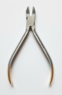 Orthodontic forceps for cutting and holding wire.