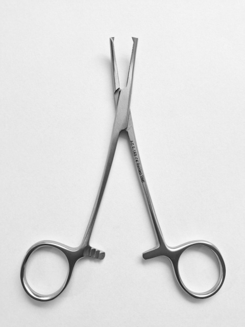 Kleszczyki hemostatyczne Micro-Mosquito/ Halsted-Mosquito, wygięte, z ząbkiem.